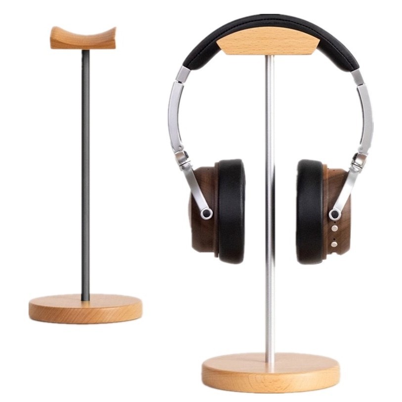 Gaming Accessories For Setup - Black Walnut Wood & Aluminum Headphone