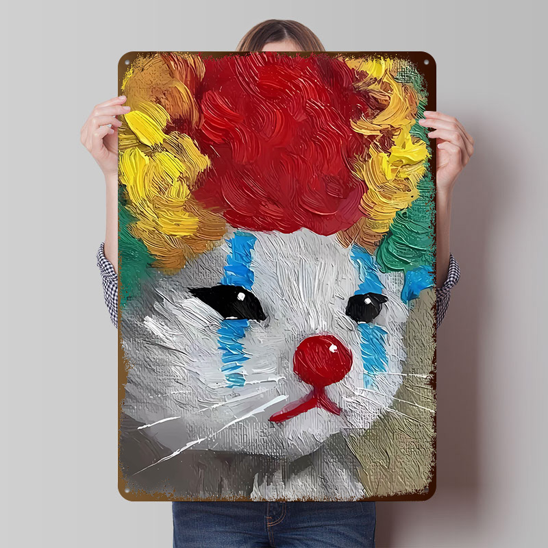 Sad Clown Cat Painting Tinplat - Vintage Gaming Accessories recension och pris