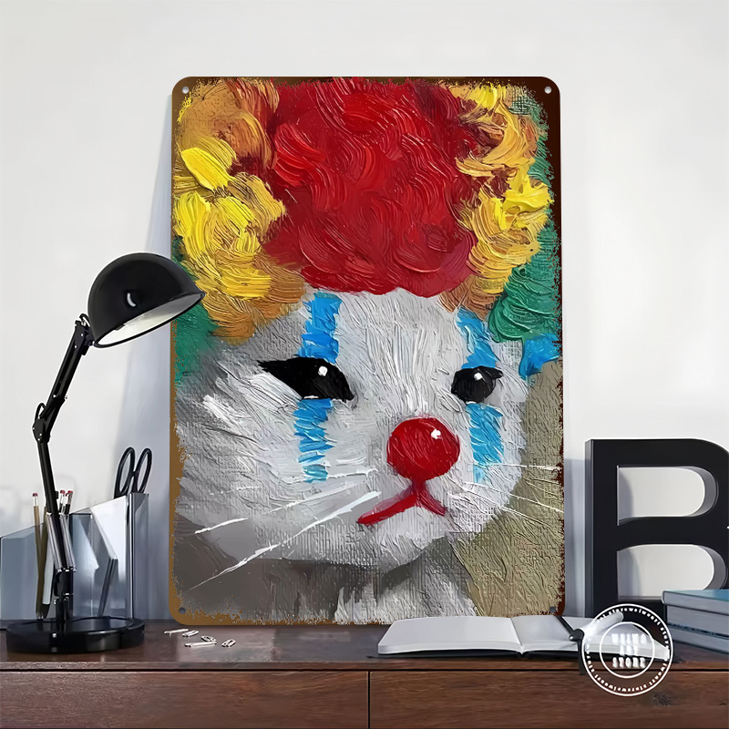 Sad Clown Cat Painting Tinplat - Vintage Gaming Accessories recension och pris