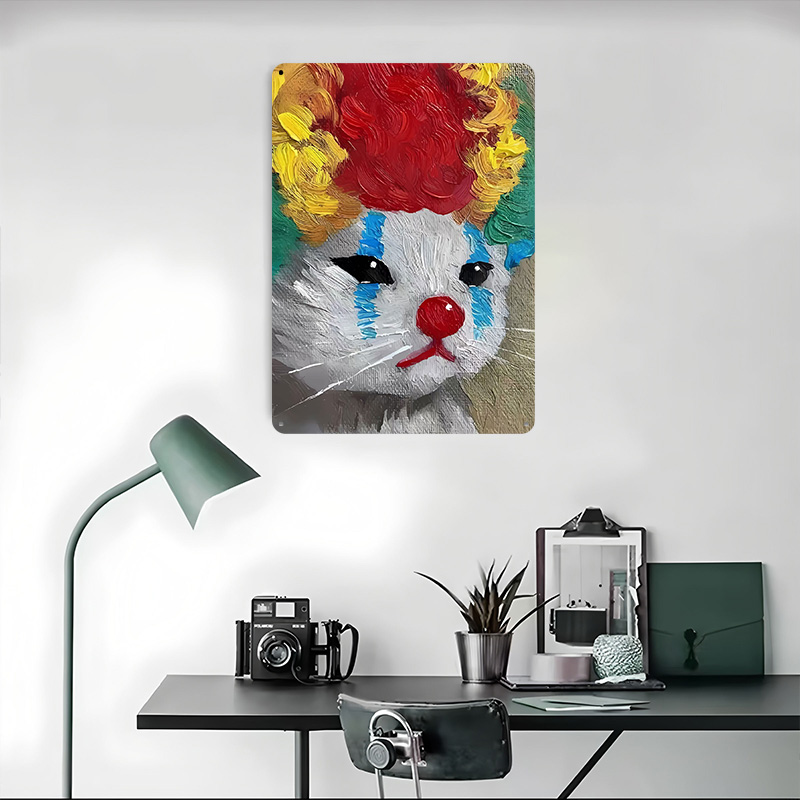 Sad Clown Cat Painting Tinplat - Vintage Gaming Accessories recension och pris